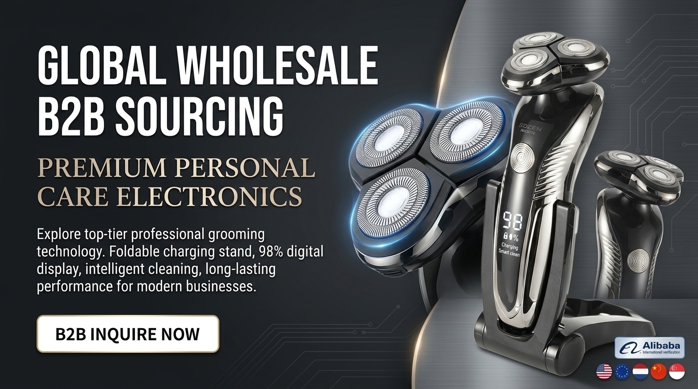 Smart LED Digital Display Electric Shaver – 3-Head Rotary Wet & Dry Cordless Shaving Machine with USB Fast Charging & Waterproof Body