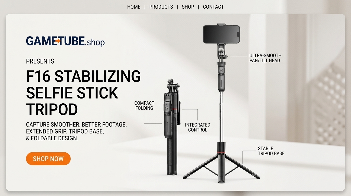 Only 12$F16 Stabilizing Selfie Stick Tripod | 1708mm Extended All-in-One Vlogging Tripod with Balance Handle & Detachable Remote