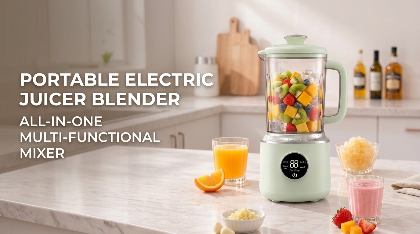Portable Electric Juicer Blender - 3-Blade Rechargeable Personal Fruit & Baby Food Mixer Cup