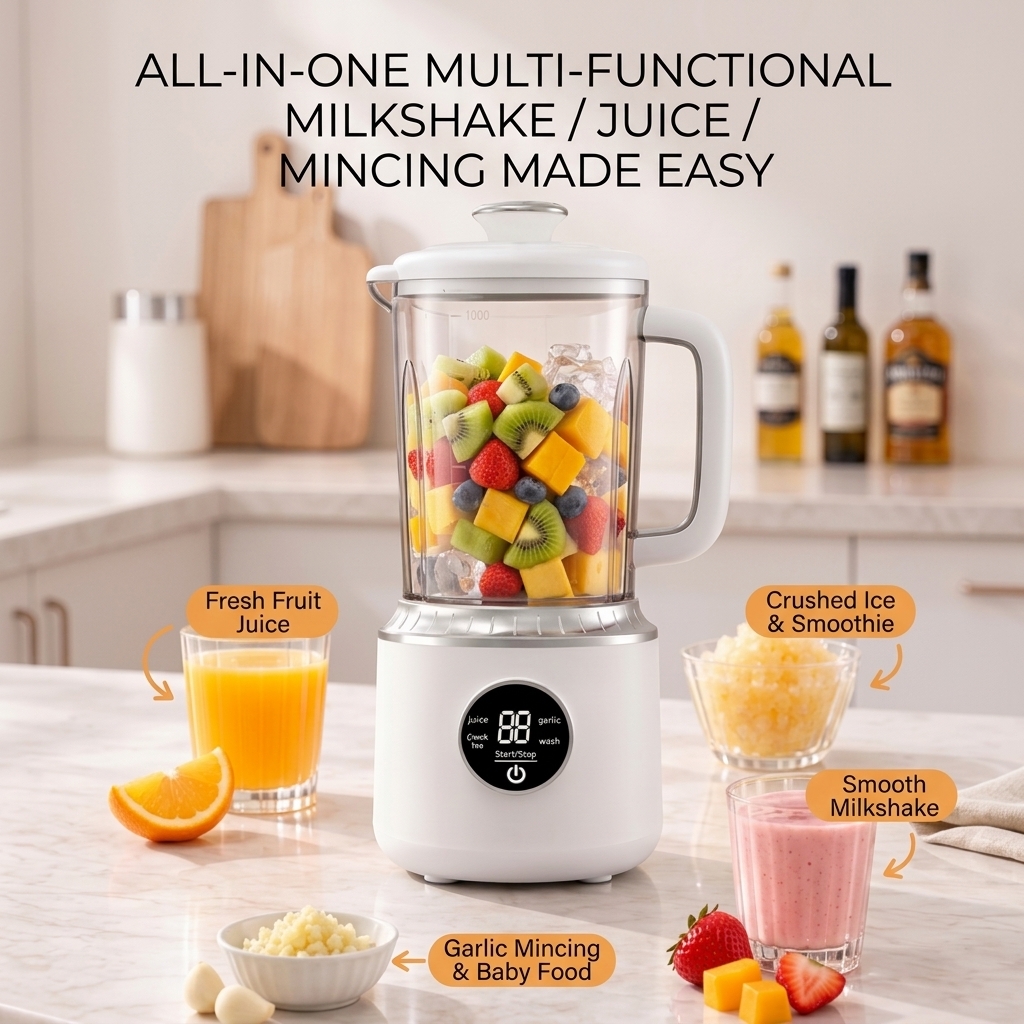 Portable Electric Juicer Blender - 3-Blade Rechargeable Personal Fruit & Baby Food Mixer Cup