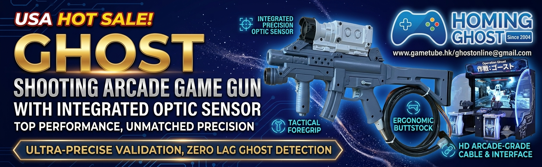 Ghost Shooting Arcade Game Gun with integrated optic Sensor