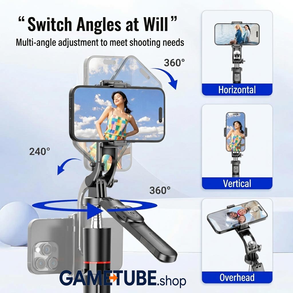 Only 12$F16 Stabilizing Selfie Stick Tripod | 1708mm Extended All-in-One Vlogging Tripod with Balance Handle & Detachable Remote