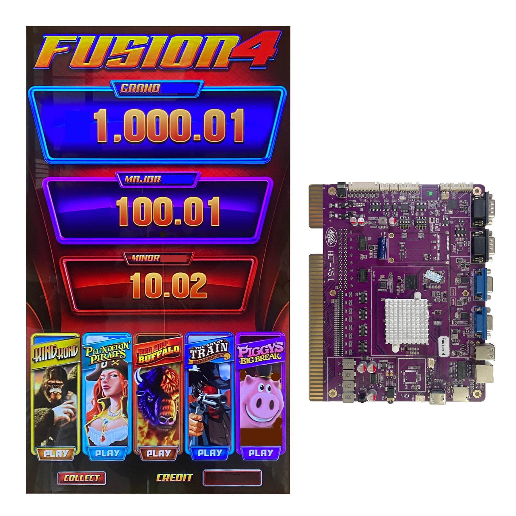 Fusion 4-Slot Arcade Motherboard PCB |  Multi-Game System Board